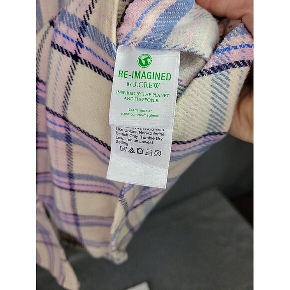 New J. Crew Relaxed fit Flannel Shirt Jacket Shacket Pearl Snap Pink Plaid Sz 24 - Picture 7 of 14